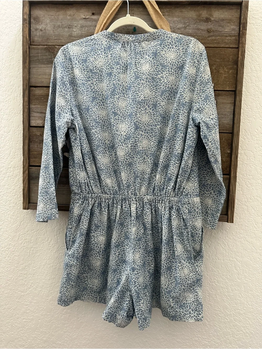 J.Crew mercantile blue cotton floral romper ladies size 10